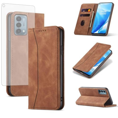 Asuwish Flip Wallet Phone Case for OnePlus Nord N200 5G with Screen Protector Magnetic Closure Folio Cover Credit Card Holder Slot Stand One Plus N 200 G5 1 Plus 200N 1plus One+ 1+ N2005G 2021 Brown - color: Brown
