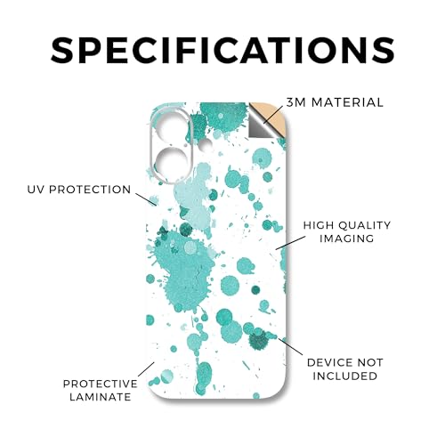 Glossy Glitter Phone Skin Compatible with Apple iPhone 17 - Teal Splatter - Premium 3M Vinyl Protective Wrap Decal Cover - Easy to Apply | Crafted in The USA by MightySkins - color: Teal Splatter, size: iPhone 17 (Full Wrap), style: Glossy Glitter Finish