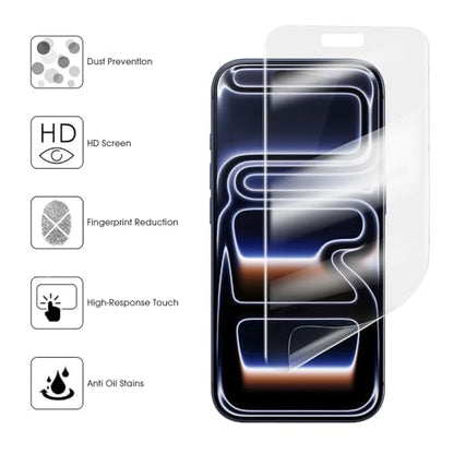 [2 Pack Flexible Hydrogel Screen Protector for iPhone 17 Pro