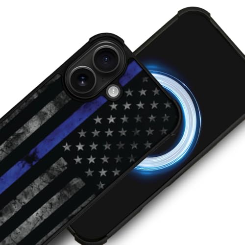 DJSOK Case for iPhone 17,Compatible with MagSafe,Anti-Scratch Shockproof Case,American Police Flag - color: American police flag, size: IPhone 17