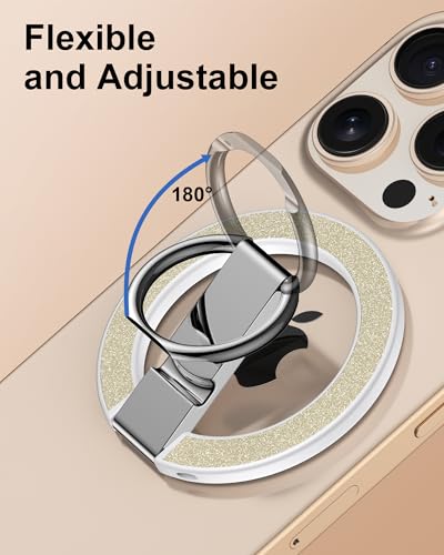 AILKIN Magnetic Phone Ring Holder Grip for Back of Phone, MagSafe Kickstand - color: Gold Bling