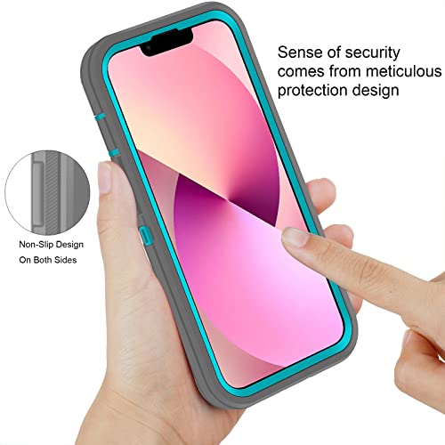 Co-Goldguard Shockproof Case for iPhone 13 with Tempered Glass Screen Protector 3 Layer Military Grade Drop Protection Heavy Duty Protection Rugged Rubber Phone Case Cover for iPhone 13 6.1 GreyGreen - color: GreyGreen