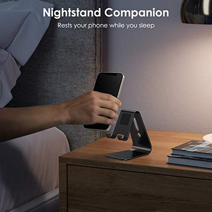 OMOTON C1 Upgraded Aluminum Cell Phone Stand for Desk, Durable Phone Dock - color: Black