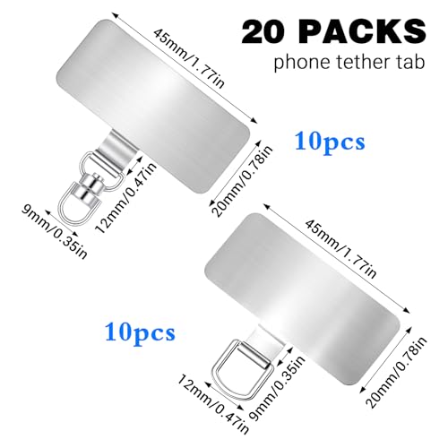 20Pcs Metal Phone Tether Tabs Stainless Steel Cell Phone Lanyard Tabs