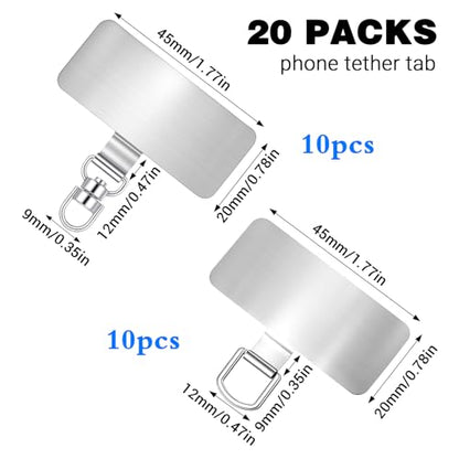 20Pcs Metal Phone Tether Tabs Stainless Steel Cell Phone Lanyard Tabs
