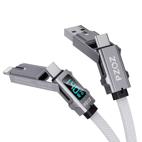 pzoz 4-in-1 Multi Charging Cable with LED Display, 140W PD Fast Charging - style: 140W