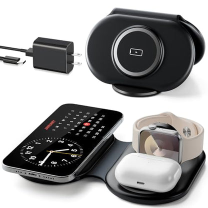 2026 Traveling Portable Wireless Mag-Safe Fast Charging Station - color: black