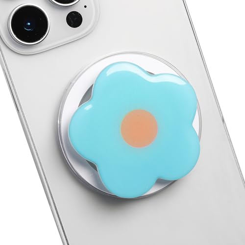 Cute Flower Series Collapsible Design Phone Grip (Magnetic, Blue) - color: Blue, style: Magnetic