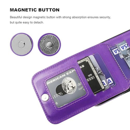 KIHUWEY for iPhone 17 Pro Max Wallet Case Card Holder, Dark Purple | Credit Card Slots, PU Leather, Kickstand, Flip Heavy Duty Protection Cover for Men and Women - color: Dark Purple