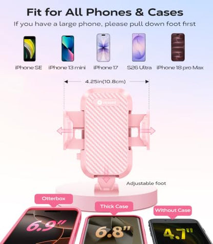VICSEED Ultra Stable Pink Car Phone Holder Vent [Never Fall Off & Break] - color: Pink