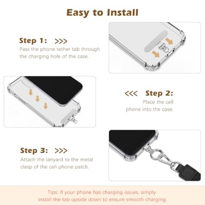 MoKo Adjustable Phone Crossbody Lanyard with Detachable RFID Wallet - color: Black&clear