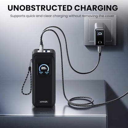 for Anker Prime Power Bank 26,250Mah 300W Case Cover | Soft Silicone Shockproof Protective Case for Anker 300W Prime Power Bank with Anti-Lost Strap, LCD Display Visible, Black - color: Black