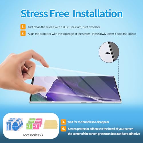 3 Pack Tempered Glass Screen Protector Applicable for Samsung Galaxy Note 20 Ultra 6.9 inch, Support Fingerprint ID Friendly Tempered Glass Screen Protective, HD Clear Scratch Resistant Suitable - color: note 20u