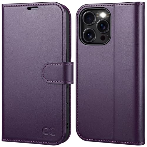 OCASE Compatible with iPhone 16 Pro Wallet Case, PU Leather Flip Folio Case with Card Holders RFID Blocking Kickstand [Shockproof TPU Inner Shell] Phone Cover 6.3 Inch 2024, Dark Purple - color: Dark Purple