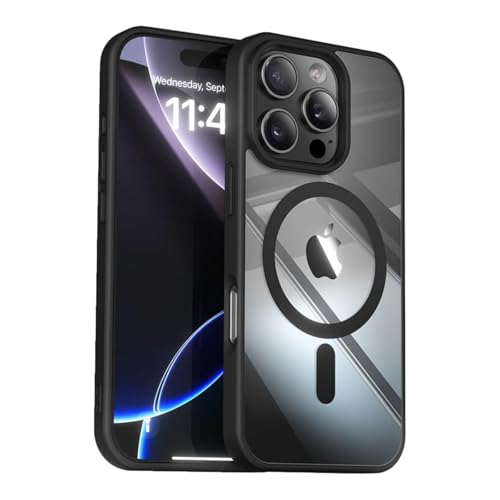 LOOXER® CrystalEdge Clear Case for iPhone 16 Pro Max (6.9”) | Ultra-Clear Anti-Yellowing MagSafe Cover with Shockproof Protection + Premium Screen Protector (Black, 16 Pro Max) - color: Black, size: 16 Pro Max