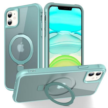 CHAOFEnG Magnetic Compatible with iPhone 11 Case with Stand [Military Grade Drop Tested][Compatible with Magnet] Ring Translucent Slim Hard Back Soft Edge, Teal Green - color: Teal Green, size: iPhone 11