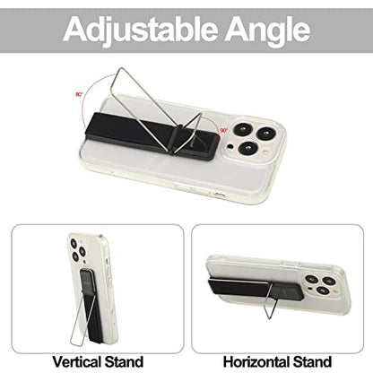 4 Pieces Phone Grip Strap Telescopic Phone Kickstand Elastic Finger Holer Hand Strap Adhesive Loop for Phone Grip with Stand Compatible with Most Smartphones (Black, Rose Gold) - color: Black, Rose Gold