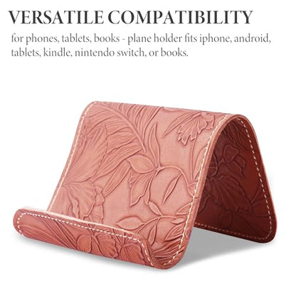 Airplane Travel Essentials for Flying Flex Flap Cell Phone Holder & Flexible Tablet Stand for Desk, Bed, Treadmill, Home & in-Flight Airplane Travel Accessories(1-Carved Brown) - color: 1-Carved Brown