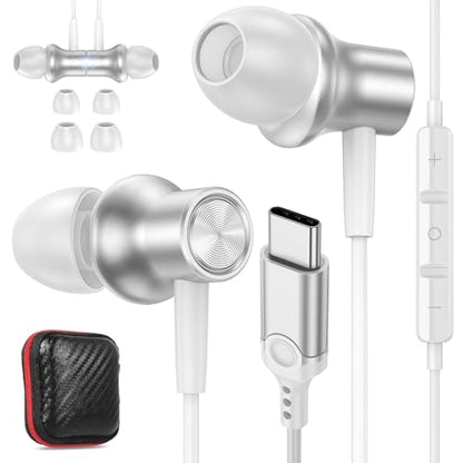 USB C Earbuds for iPhone 18 Pro Max Duo 17 Air 16 15 Plus/iPad, Silver - color: Silver