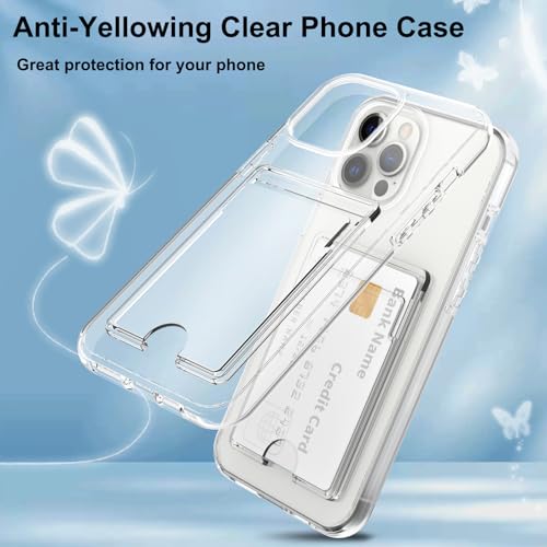 Gukalong Clear Wallet Case for iPhone 12 Pro Max with Credit Card Holder | Hard PC Heavy Duty Shockproof Protection Anti-Scratch Phone Cover Card Slot Anti-Yellowing Case for Women Men - size: for iPhone 12 Pro Max