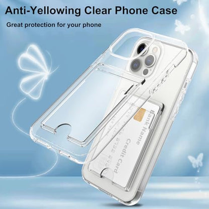Gukalong Clear Wallet Case for iPhone 12 Pro Max with Credit Card Holder | Hard PC Heavy Duty Shockproof Protection Anti-Scratch Phone Cover Card Slot Anti-Yellowing Case for Women Men - size: for iPhone 12 Pro Max