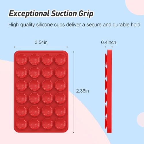 Magnetic Suction Phone Mount for MagSafe Case,Silicone Sticky (Red) - color: Red