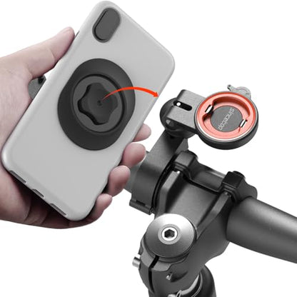 Bike Phone Mount,Motorcycle Phone Holder with Universal Adapter,Out Front Bicycle Handlebar Mount for Mountain Road EBike,Scooter,Moto,MTB,Quick Release 【Series C - 1st Gen】Angle Adjustment Edition - color: 【1st Gen】Handlebar Mount-Pro-Orange