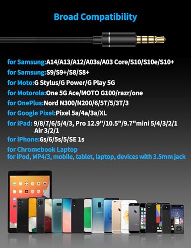 Wired Earbuds for Chromebook Laptop PC,3.5mm in Ear Headphones for Kindle - color: Black