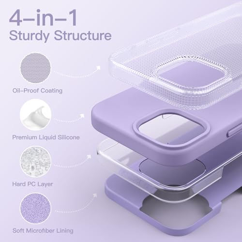 JETech Silicone Case for iPhone 14, Light Purple | Silky Soft Touch, Shockproof Protection, Scratch Resistant, Microfiber Lining - color: Light Purple, size: iPhone 14