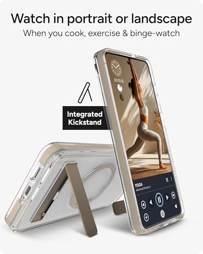 ZAGG Santa Cruz Snap Samsung Galaxy S26+ Case with Kickstand - Titanium Gray, Magnetic Crystal Clear Protective Phone Cover, 13ft Drop Protection, Graphene Reinforced, Slim Case with Stand - color: Titanium Gray, size: Samsung Galaxy S26 Plus