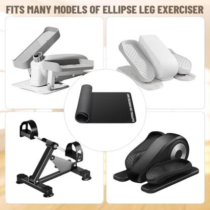 Under Desk Elliptical Mat - Non-Slip Exercise Equipment for Peloton Bike, Small Exercise Mat for Desk Workout Equipment - color: Black 2p