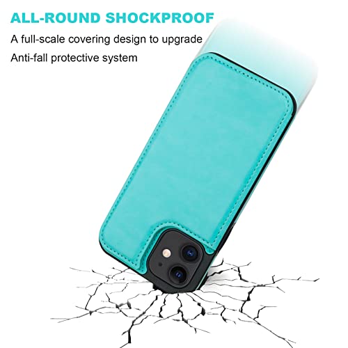 ONETOP for iPhone 12 & iPhone 12 Pro Wallet Case with Card Holder,LightBlue | Kickstand,ID/Cash Holder,Case Wallet with Card Slots,Double Magnetic Clasp,Durable PU Leather Shockproof Cover for Women Men - color: Light Blue