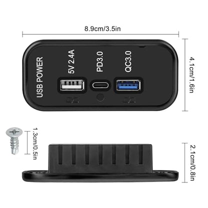 Linkstyle RV USB Outlet Panel: 12V/24V 3-Port Panel Mount Charger, 18W USB-C PD3.0, 18W USB-A QC3.0 for Car Truck Camper, 2PCS - color: 2PCS