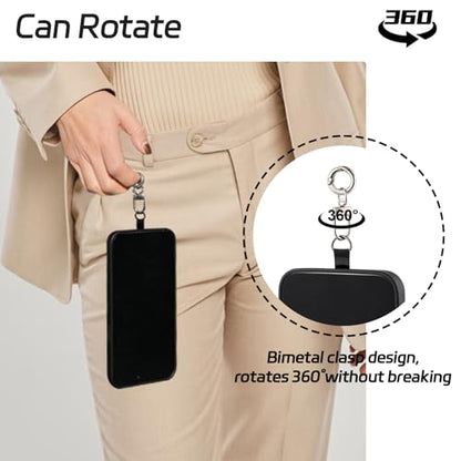 KITANIS Tether Tab, 10 Pieces Universal Phone Lanyard Patch Without Adhesive with 20 pieces Swivel Lanyard Snap Hook,Phone Strap Replacement Part for All Full Phone Cases(Black) - color: Black+spring Ring