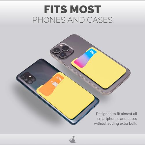 Wallaroo Premium Leather Cell Phone Wallet Stick On - Phone Wallet and Card Holder for Women and Men - Durable with Non-Slip Lining Secures Up to 3 Cards - color: Yellow Leather