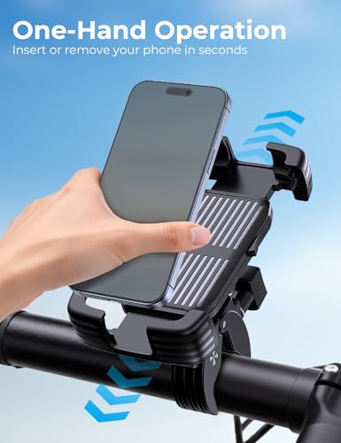 Bike Phone Holder Mount, Motorcycle Phone Mount, 360° Adjustable Phone Holde Mount for Bike and Motorcycle, Shockproof & Anti-Shake Design, Fits 4.7–7” Smartphones (Black)
