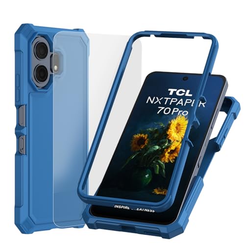 Ailiber for TCL 70 Pro Nxt Paper Case, Shockproof & Screen Protector-Blue | Silicone Bumper With Slim Hardshell Back. Scratch Resistant Frosted Grip. Rugged Dual Layer Cover with Air Guard Corners - color: Blue