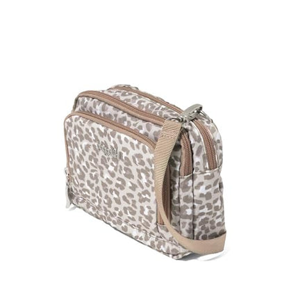Baggallini Triple Zip with Front Wallet/Trifecta RFID Wallet Crossbody - color: Mocha Cheetah Print