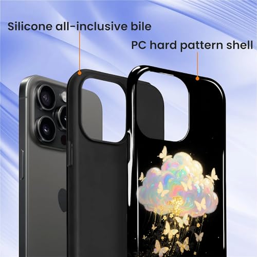 Case for iPhone 15 Pro, Shockproof Hybrid Protective Phone Case, Dual-Layer Drop Protection Anti-Scratch, Butterfly Cloud - color: Butterfly Cloud, size: iPhone 15 Pro