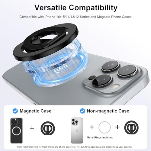 Magnetic Phone Grip Holder for Samsung S26 Ultra S25 FE S24 A26 A36 A17 A26 - color: Dual-Sided Magnetic-Black