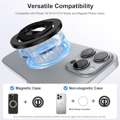 Magnetic Phone Grip Holder for Samsung S26 Ultra S25 FE S24 A26 A36 A17 A26 - color: Dual-Sided Magnetic-Black
