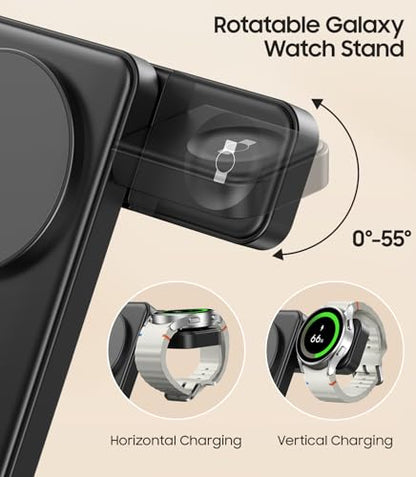 Meifigno 3 in 1 Magnetic Foldable Wireless Charger for Galaxy Watch9/Ultra2
