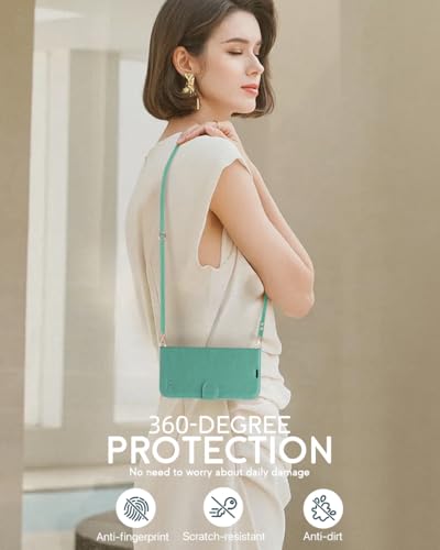OCASE for iPhone 16 Wallet Case, PU Leather Crossbody Phone Case with Removable Shoulder Strap, Kickstand, RFID Blocking Card Slots, Flip Folio Phone Cover 6.1 Inch 2024, Green - color: Green, size: iPhone 16