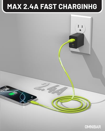 Silicone USB A to Lightning Cable 6FT, MFi Certified Cord, Green - color: A to L Silicone Green