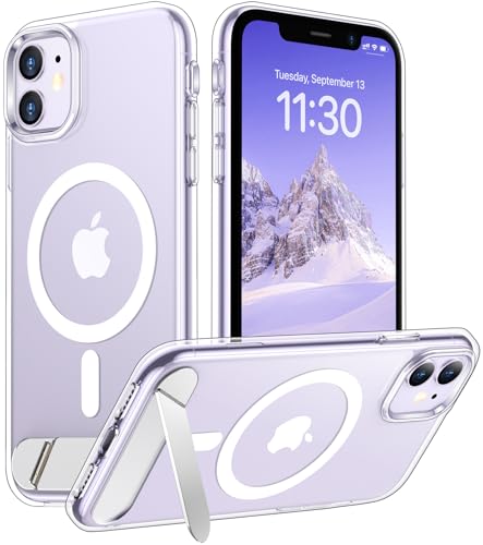 Magnetic Compatible with iPhone 11 Phone Case, [Built-in Invisible Kickstand][Compatible with MagSafe] [Military Grade Shockproof] Slim Thin Phone Case for iPhone 11 6.1" - color: Clear-Stand, size: For Iphone 11