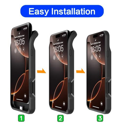 Battery Case for iPhone 16 Pro, 10000mAh Battery Pack Rechargeable Charger Case Support Carplay with Wireless Charging Compatible for iPhone 16 Pro (6.3 inch) External Battery Charging Cover(Black) - size: iPhone 16 Pro-Black