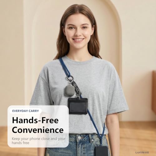 Adjustable Crossbody Phone Lanyard with Hanging Loops - color: Blue