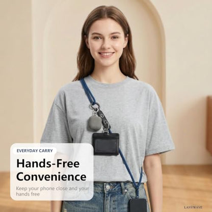 Adjustable Crossbody Phone Lanyard with Hanging Loops - color: Blue