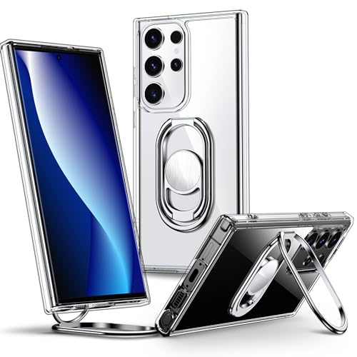 Shields Up for Samsung Galaxy S24 Ultra Case with Stand, Galaxy S24 Ultra Case Clear with Double Ring Holder [Adjustable & Foldable] Shockproof Protective Cover - Clear - color: Clear, size: Galaxy S24 Ultra