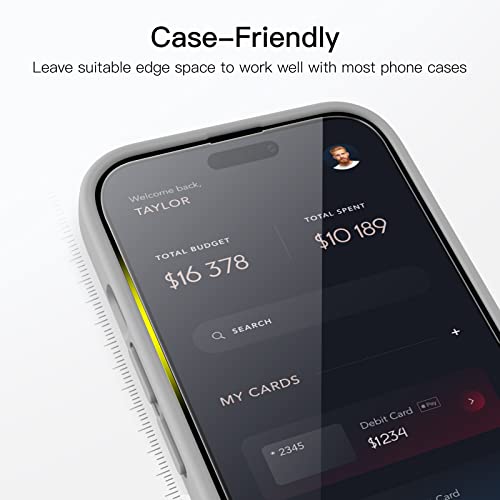 JETech Screen Protector for iPhone 14 Pro, 3-Pack | 9H Tempered Glass, Full Coverage, Scratch Resistant, HD Clear, Case-Friendly - size: iPhone 14 Pro